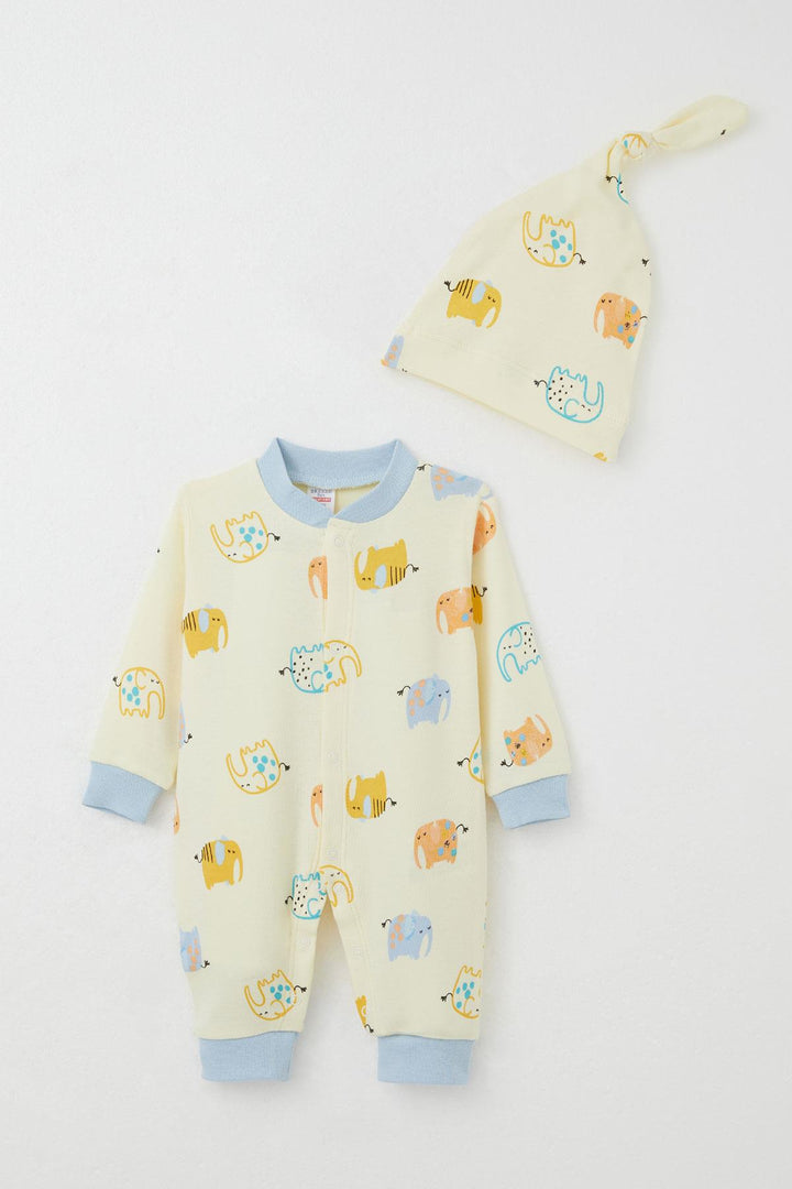 BRE Breeze Baby Boy Romper Colorful Cute Elephant Patterned 0-6 Months, Yellow - Foothill Farms