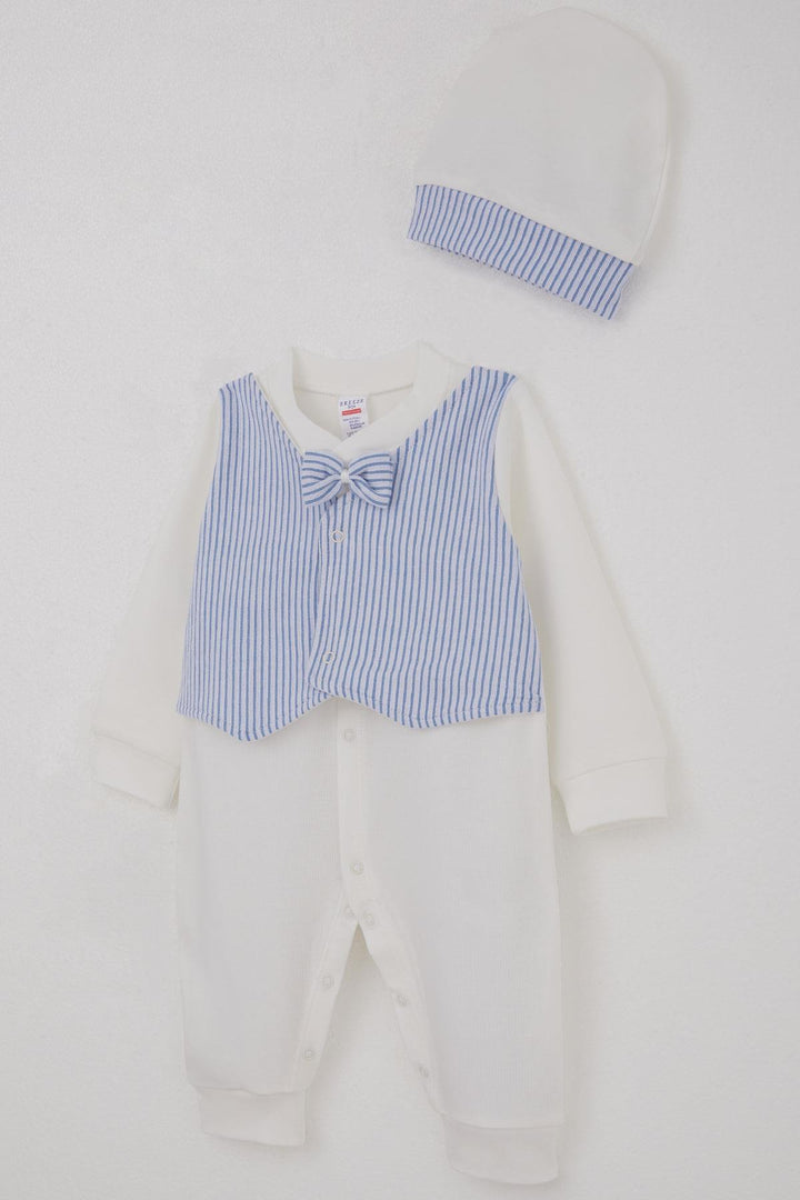 BRE Breeze Baby Boy Romper with Fixed Bow Tie Vest 0-6 Months, White - Bendigo
