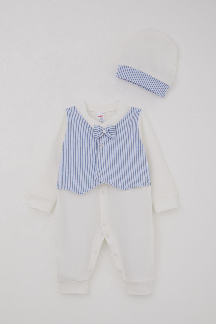 BRE Breeze Baby Boy Romper with Fixed Bow Tie Vest 0-6 Months, White - Bendigo