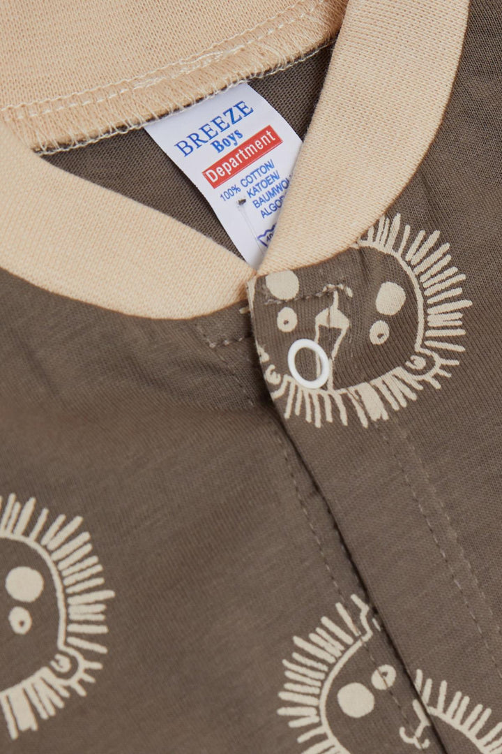 BRE Breeze Baby Boy Romper Cute Lion Patterned 0-6 Months, Mink - Ixtlahuacán de los Membrillos