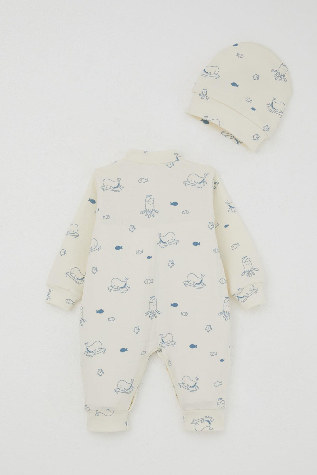 BRE Breeze Baby Boy Romper Cute Sea Animals Patterned 0-6 Months, Cream - Campbell