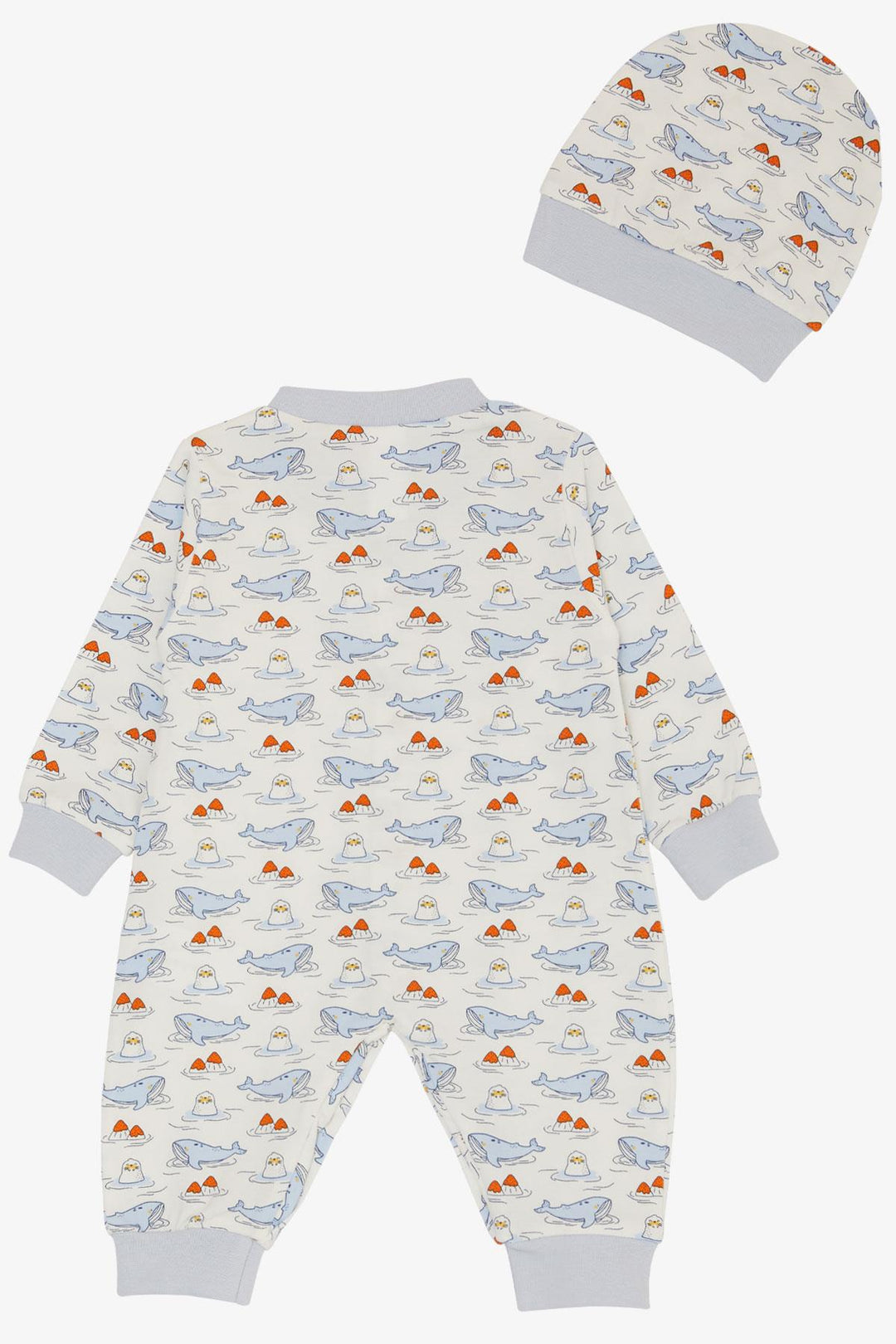 BRE Breeze Baby Boy Romper Cute Sea Friends نمط الحوت والختم 0-6 أشهر، أبيض - Salzgitter