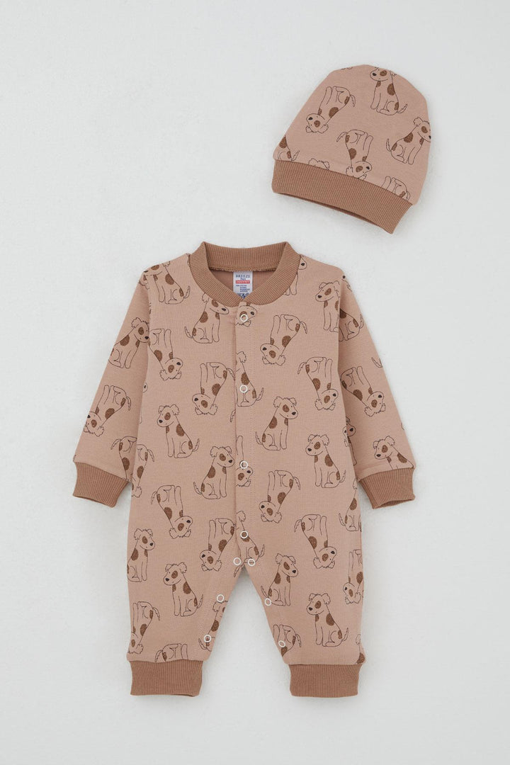 BRE Breeze Baby Boy Romper Cute Puppy Patterned 0-6 Months, Light Brown - Springfield