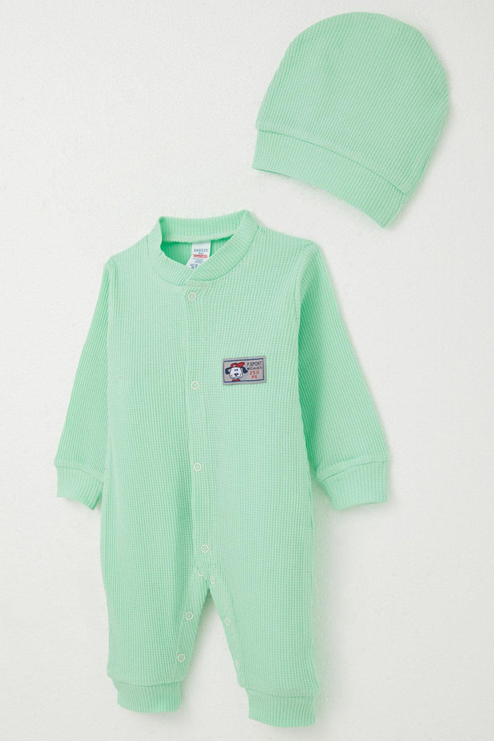 BRE Breeze Baby Boy Romper Cute Puppy Embroidered 0-6 Months, Pistachio Green - Brooklyn