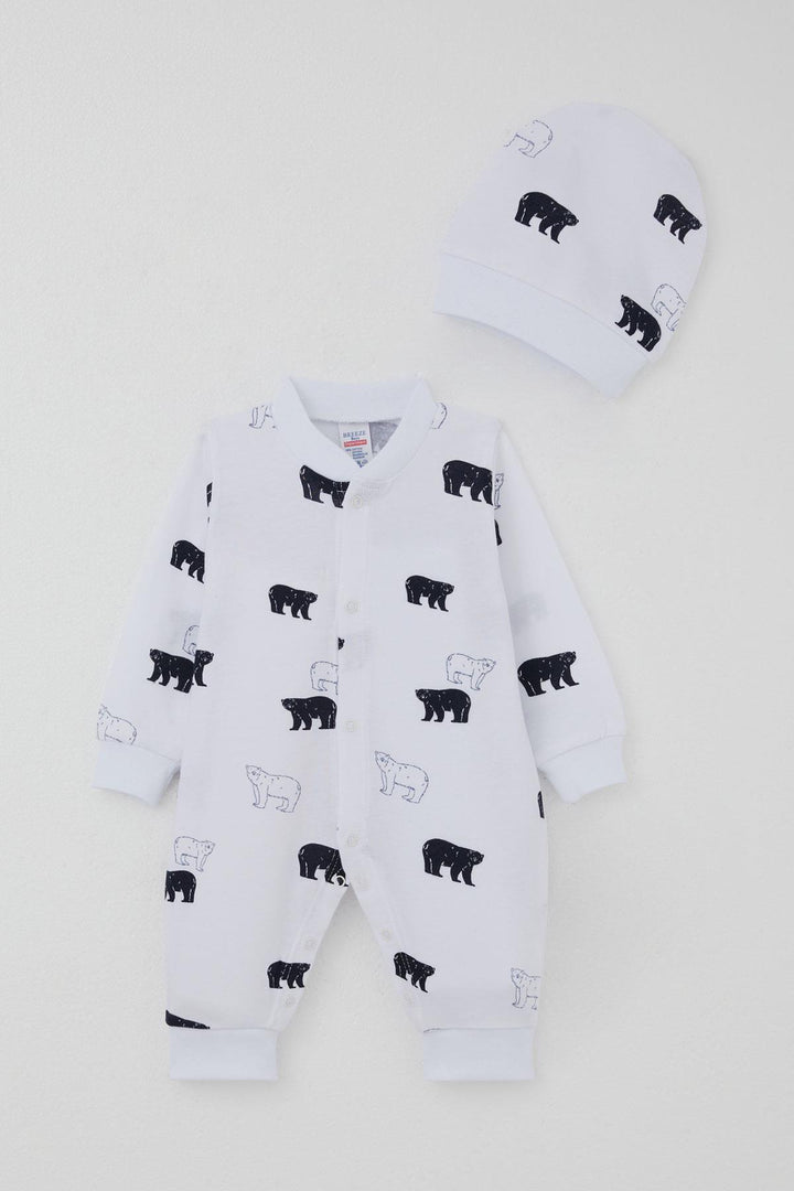 BRE Breeze Baby Boy Romper Cute Polar Bear Patterned 0-6 Months, White - L’Aquila