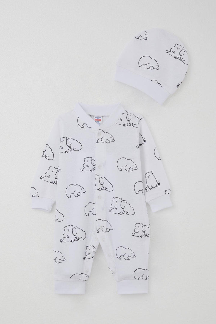 BRE Breeze Baby Boy Romper Cute Polar Bear Patterned 0-6 Months, White - Deerfield Beach