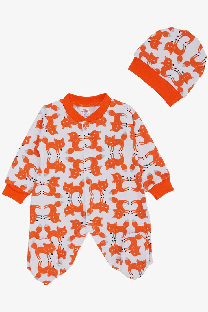 BRE Breeze Baby Boy Romper لطيف الثعلب منقوشة 0-6 أشهر، أبيض - غينزفيل
