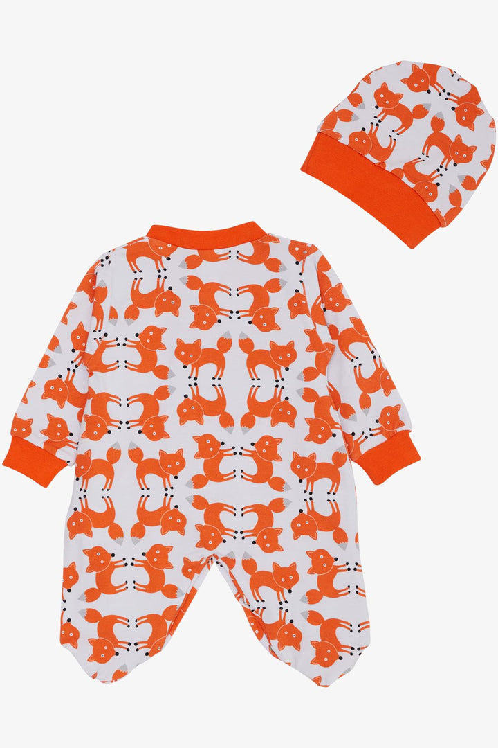 BRE Breeze Baby Boy Romper لطيف الثعلب منقوشة 0-6 أشهر، أبيض - غينزفيل