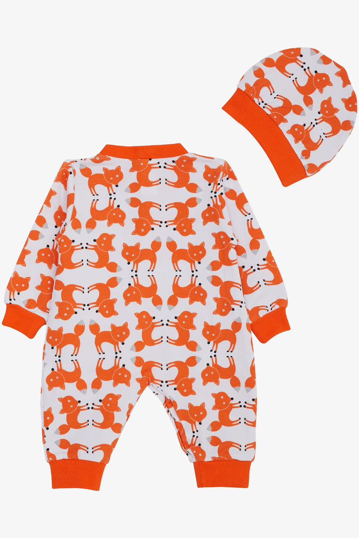 BRE Breeze Baby Boy Romper لطيف الثعلب منقوشة 0-6 أشهر، أبيض - فيلهلمسهافن