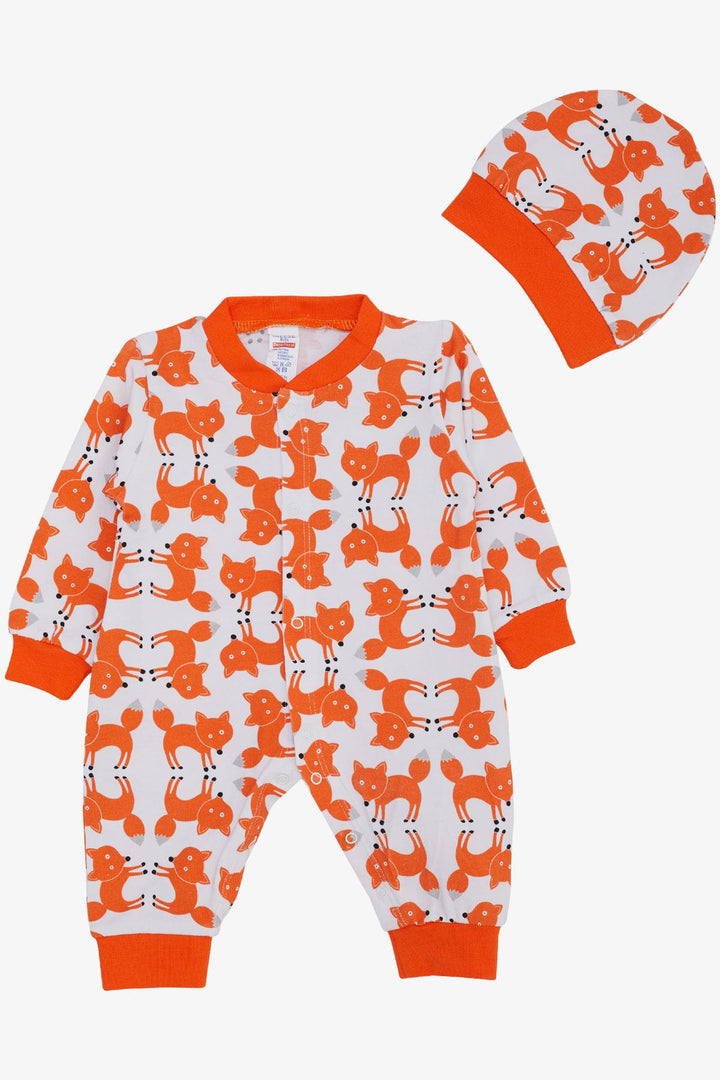 BRE Breeze Baby Boy Romper لطيف الثعلب منقوشة 0-6 أشهر، أبيض - فيلهلمسهافن