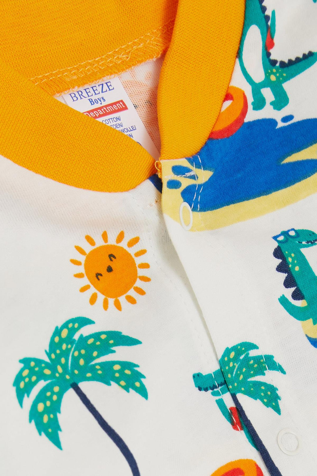 BRE Breeze Baby Boy Romper Holiday Themed Animal Pattern 0-6 أشهر، أبيض - Dubbo