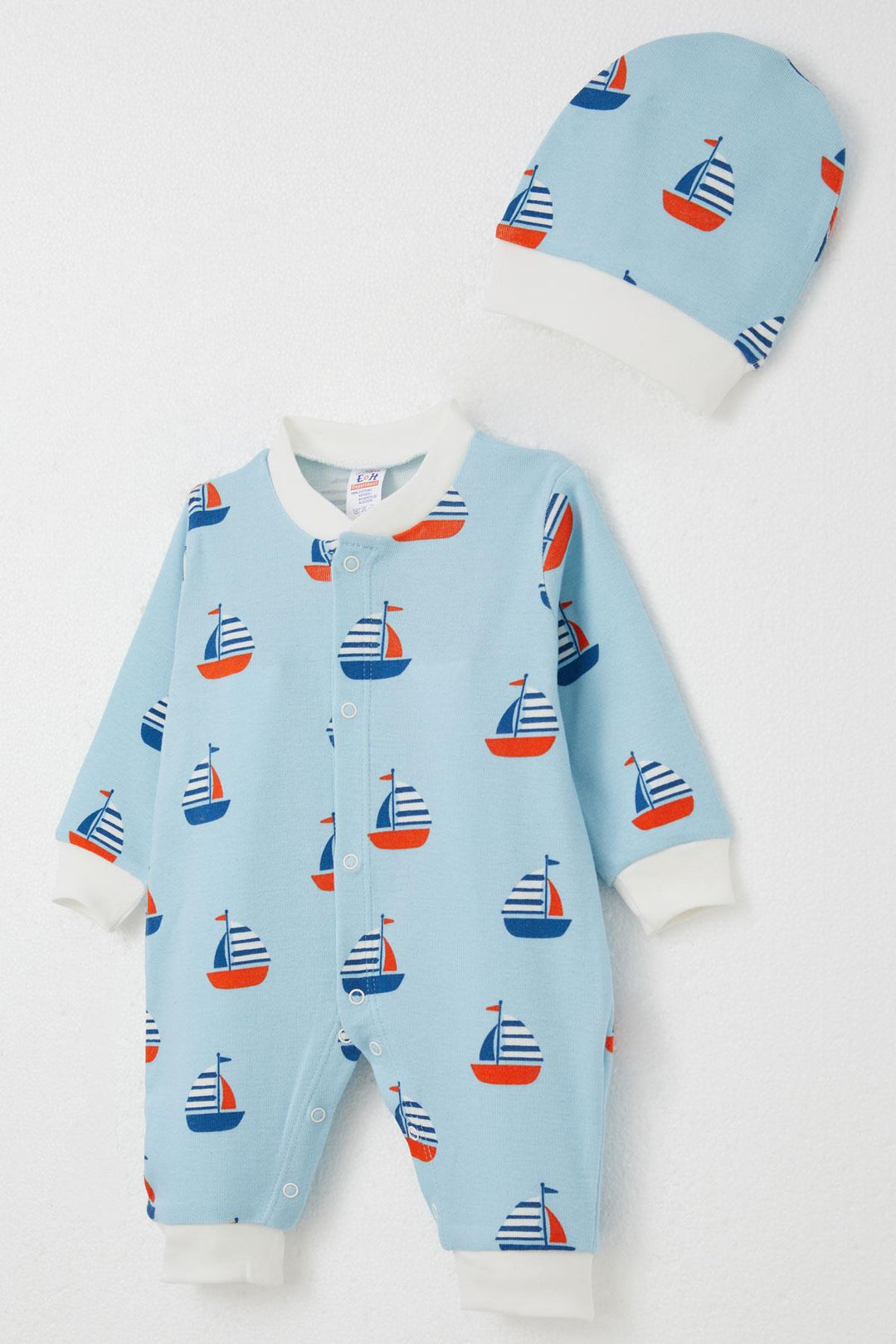 BRE Breeze Baby Boy Romper Sail Patterned 0-6 Months, Light Blue - Twin Falls