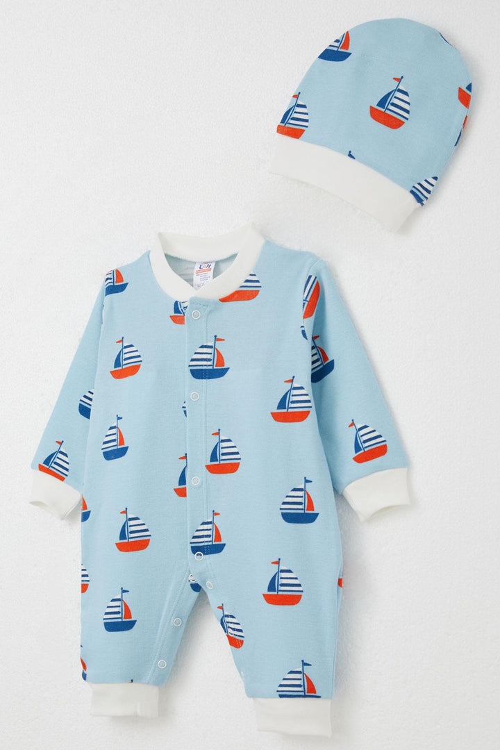 BRE Breeze Baby Boy Romper Sail Patterned 0-6 Months, Light Blue - Twin Falls