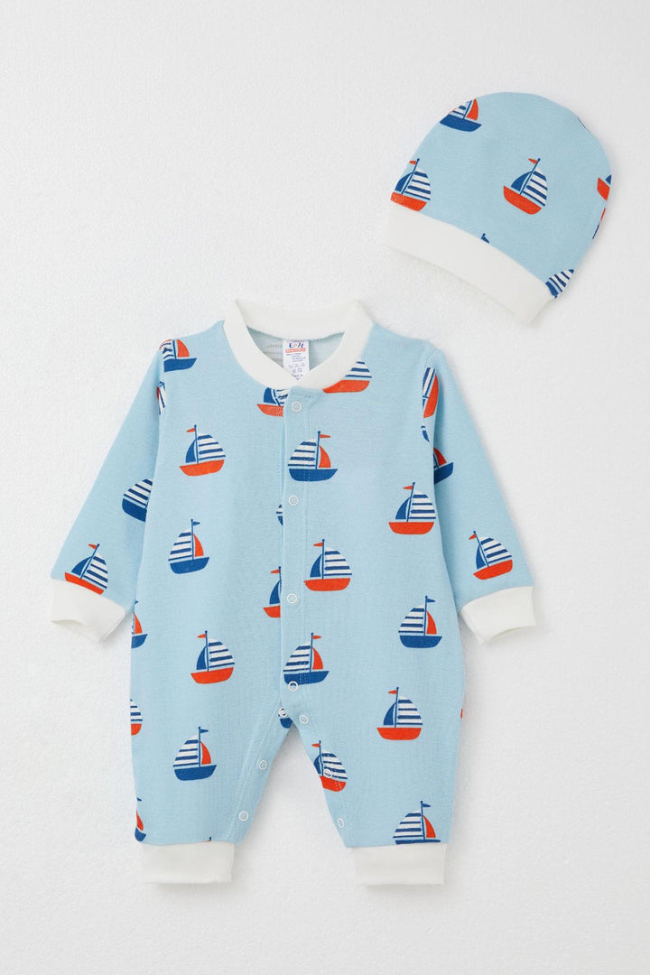 BRE Breeze Baby Boy Romper Sail Patterned 0-6 Months, Light Blue - Twin Falls