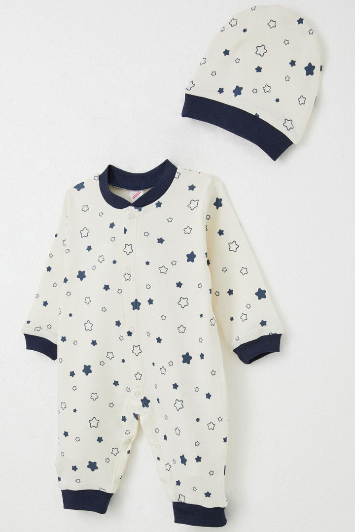 BRE Breeze Baby Boy Romper Star Patterned 0-6 Months, Ecru - Brant