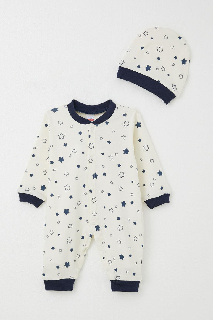 BRE Breeze Baby Boy Romper Star Patterned 0-6 Months, Ecru - Brant