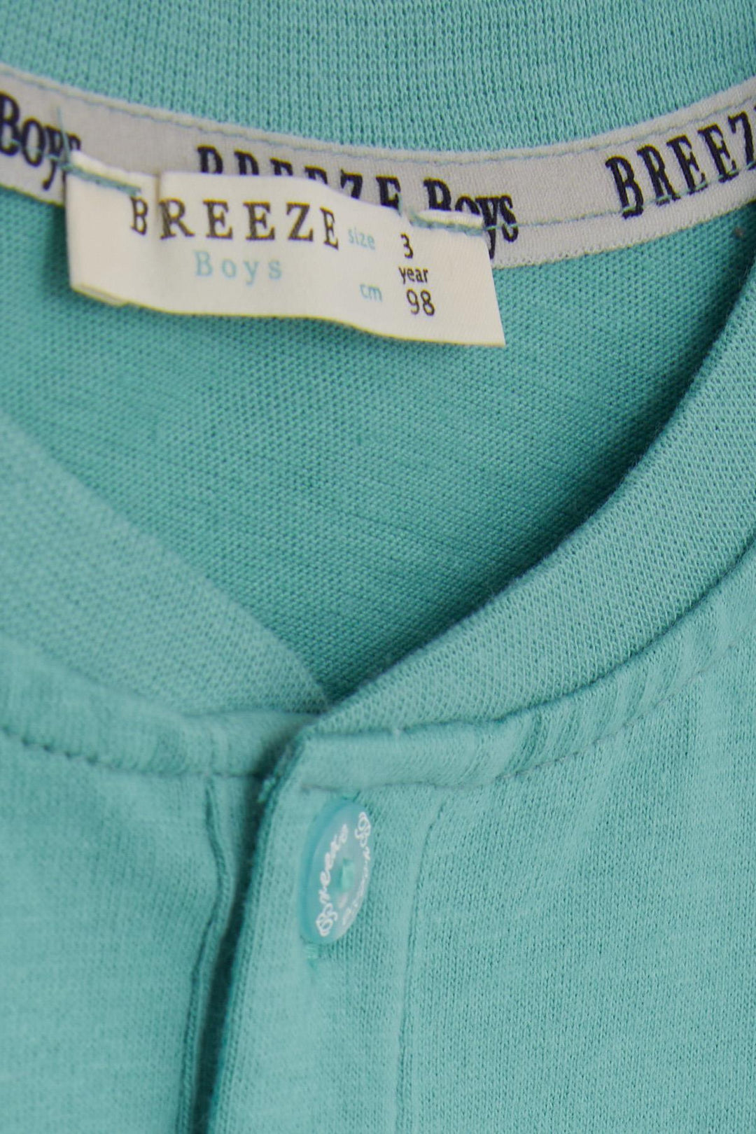 تيشيرت بأكمام طويلة للأطفال الأولاد من BRE Breeze مع شعار ذراع بأزرار وجيب لعمر 9 أشهر - 3 سنوات، أخضر نعناعي - ويغان