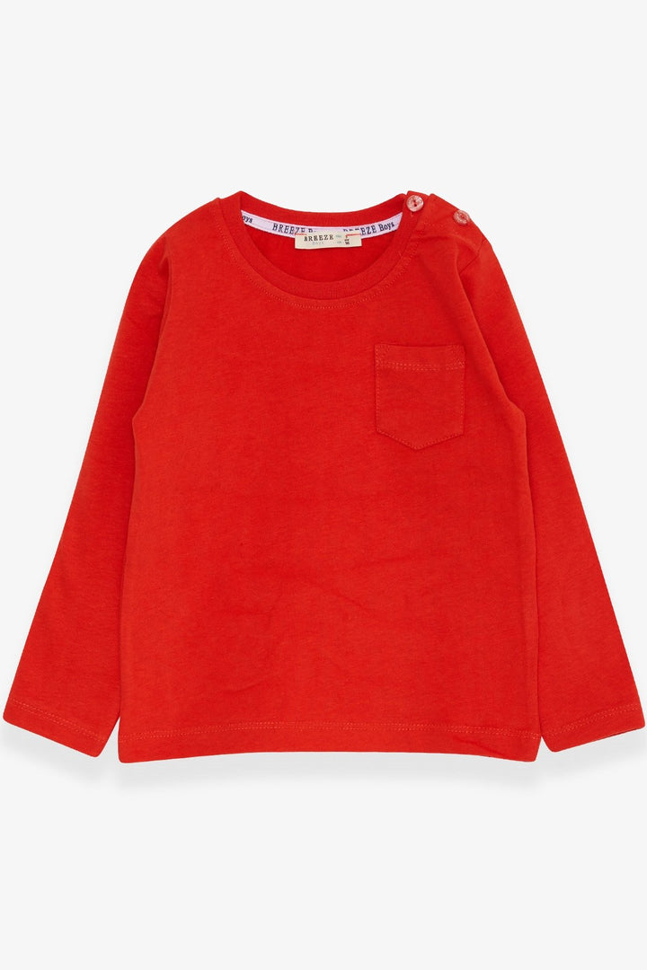 BRE Breeze Baby Boy Long Sleeve T-Shirt with Pocket 9 Months-3 Years, Orange - Simferopol