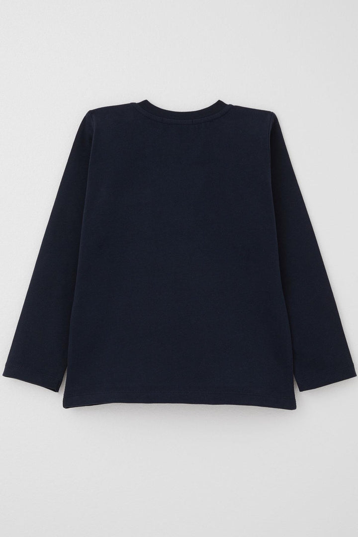 BRE Breeze Baby Boy Long Sleeve T-Shirt with Pocket Detail Cool Writing Emblem 9 Months-3 Years, Navy Blue - Chambéry