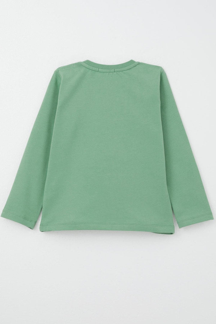 BRE Breeze Baby Boy Long Sleeve T-Shirt with Hip Hop Bear Embroidery 9 Months-3 Years, Mint Green - Namur