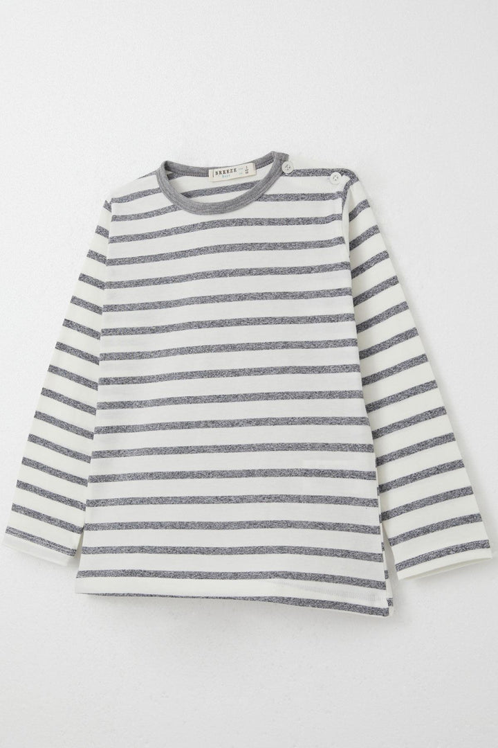 BRE Breeze Baby Boy Long Sleeve T-Shirt Patched 9 Months-3 Years, Ecru - Evans