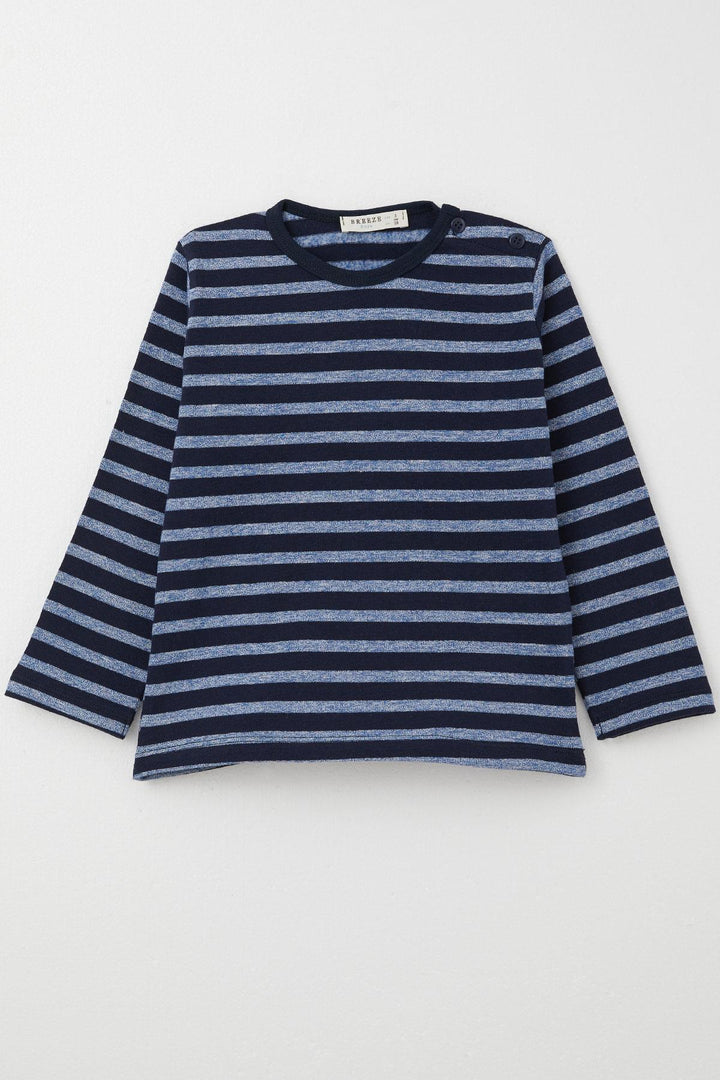 BRE Breeze Baby Boy Long Sleeve T-Shirt Patched 9 Months-3 Years, Navy Blue - Bragança