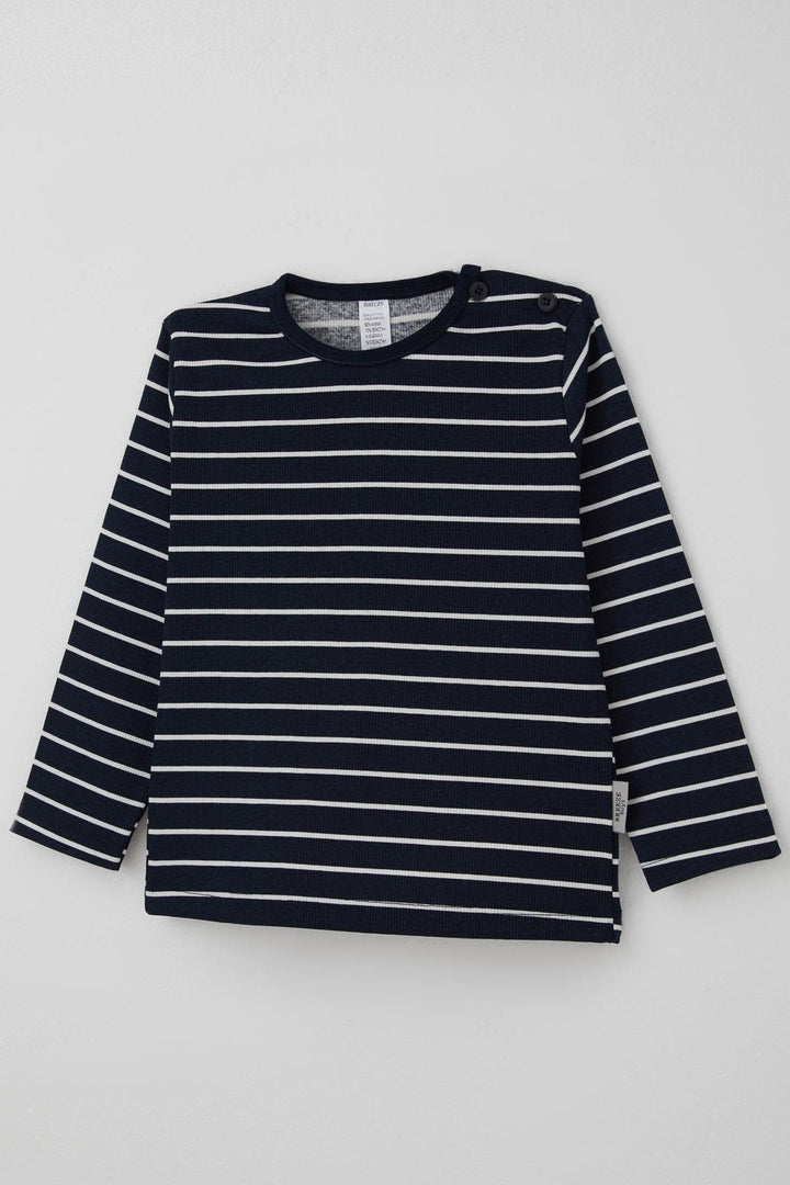 BRE Breeze Baby Boy Long Sleeve T-Shirt Striped 9 Months-3 Years, Navy Blue - Dunedin