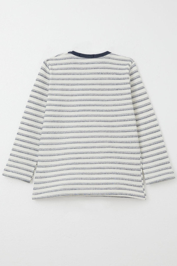 BRE Breeze Baby Boy Long Sleeve T-Shirt Patched 9 Months-3 Years, Ecru - Farnborough