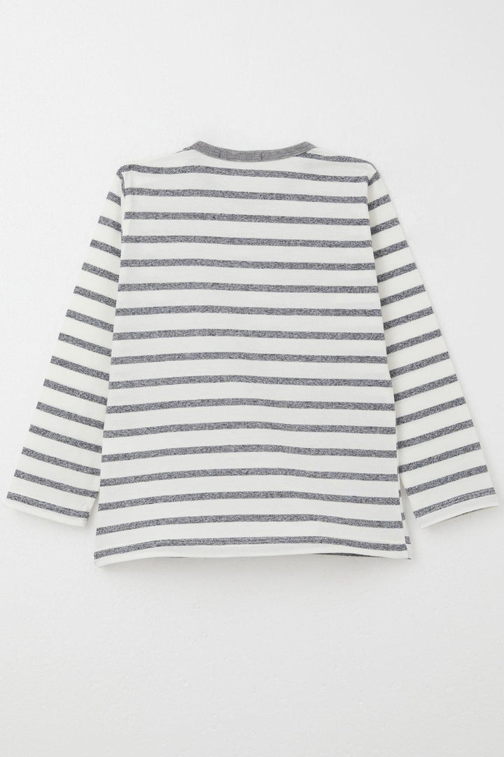 BRE Breeze Baby Boy Long Sleeve T-Shirt Patched 9 Months-3 Years, Ecru - Evans