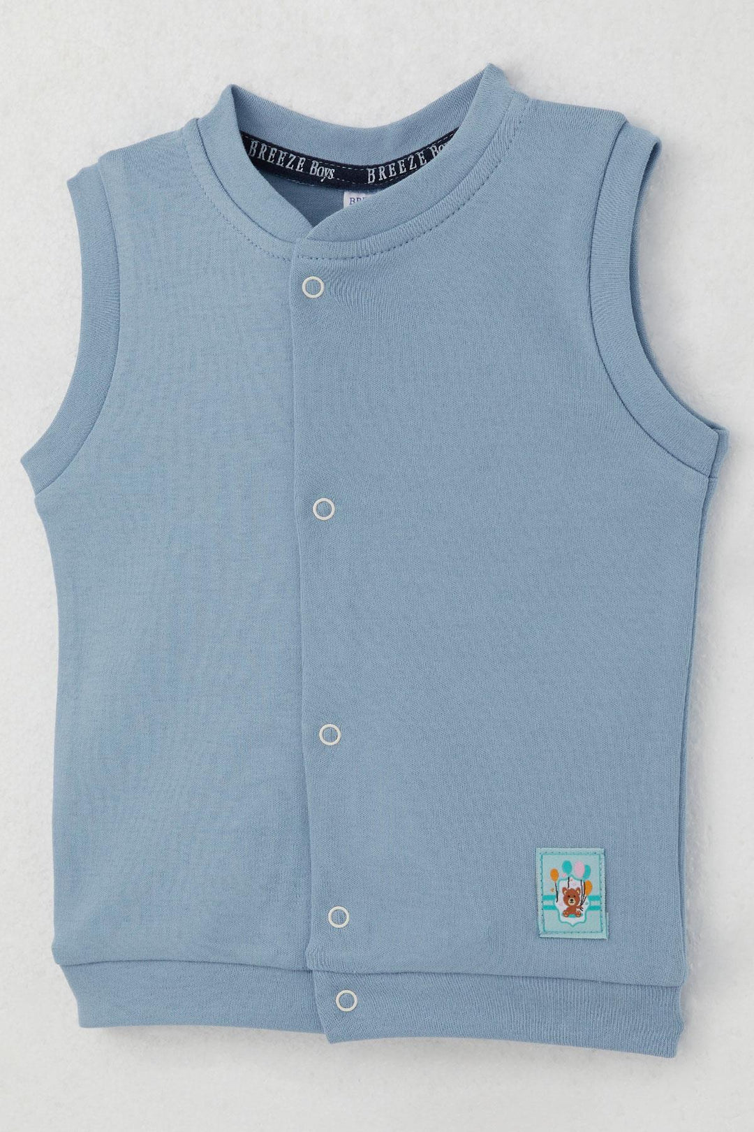 BRE Breeze Baby Boy Vest with Snap Cute Balloon Bear Embroidered 4 Months Year, Blue - Sérres