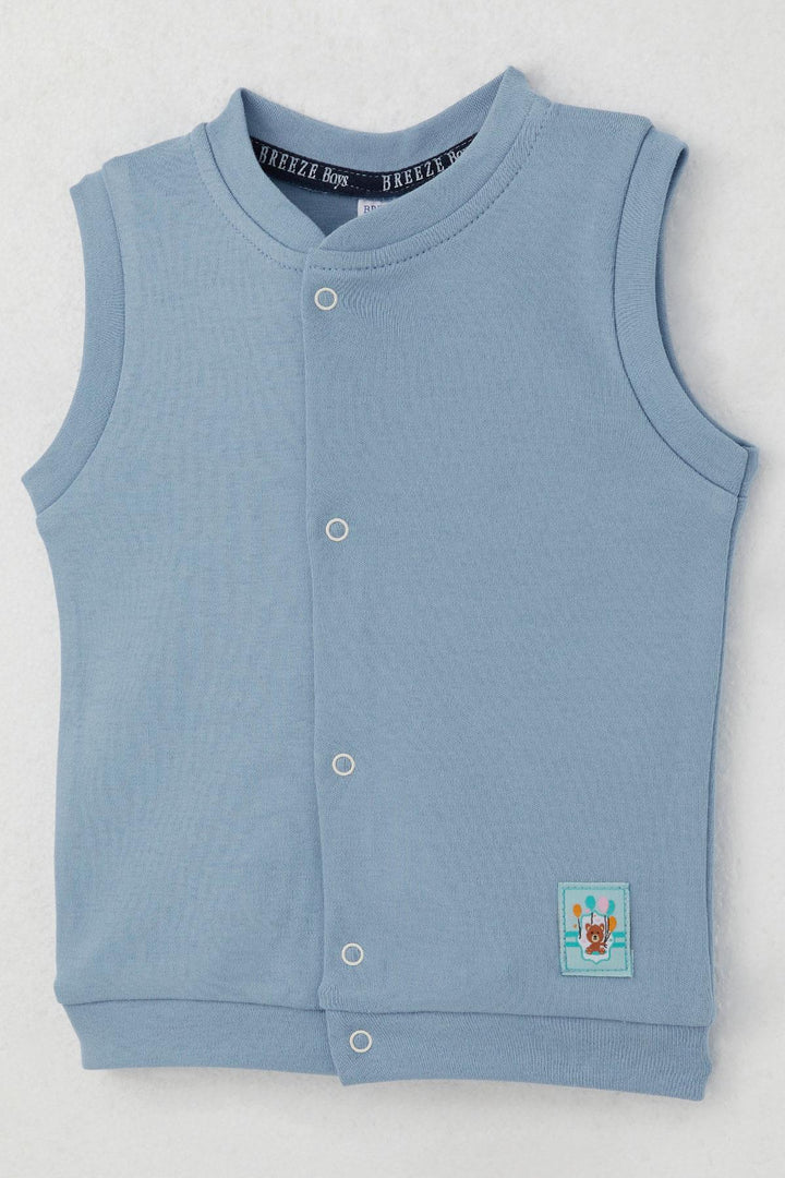 BRE Breeze Baby Boy Vest with Snap Cute Balloon Bear Embroidered 4 Months Year, Blue - Sérres