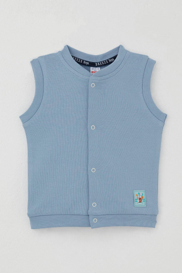 BRE Breeze Baby Boy Vest with Snap Cute Balloon Bear Embroidered 4 Months Year, Blue - Sérres