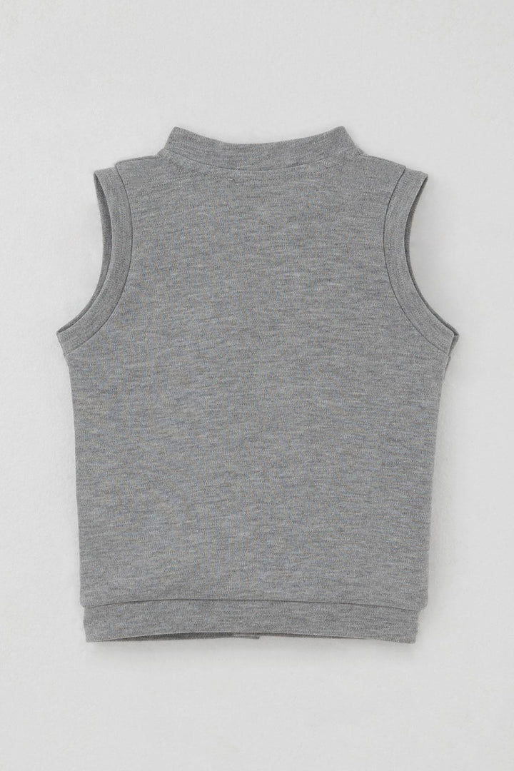 BRE Breeze Baby Boy Vest Snap Cute Teddy Bear Embroidered Balloon 4 Months Year, Gray Melange - Frosinone