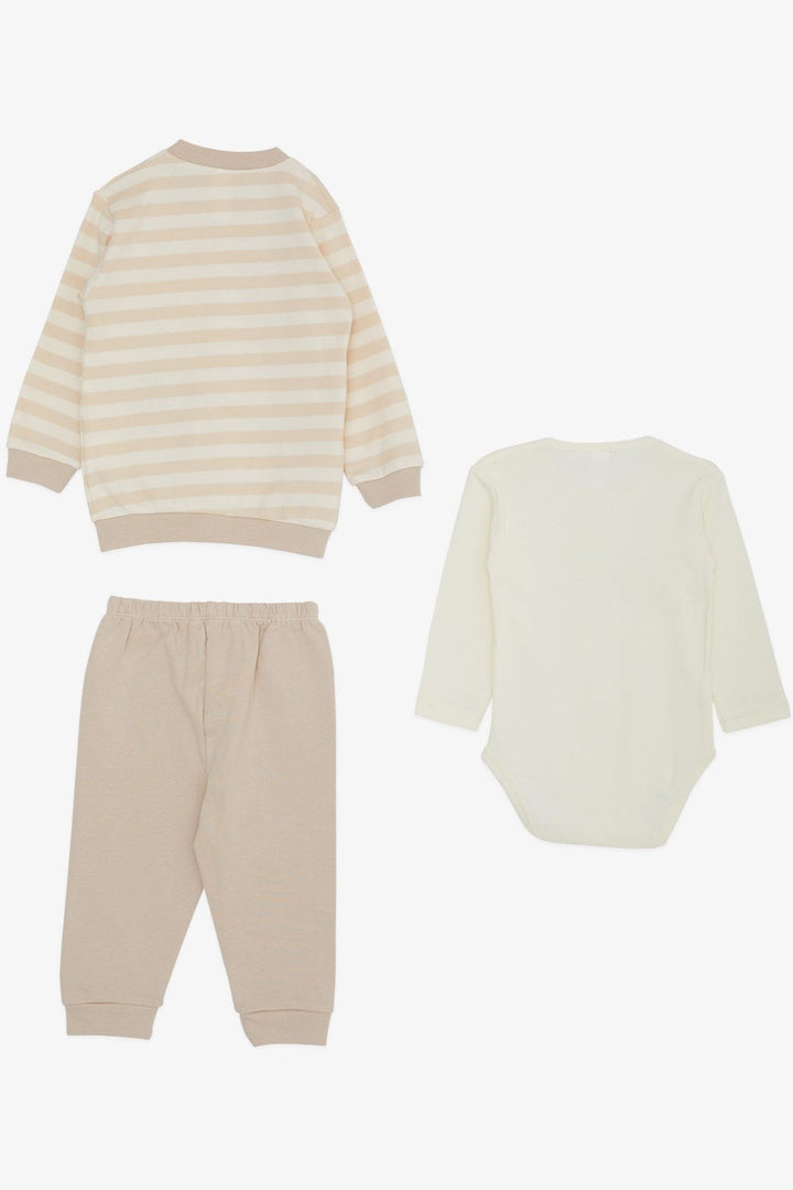 BRE Breeze Baby Boy Bodysuit مجموعة مكونة من 3 قطع نظارات دلماسية لطيفة مطرزة للكلاب 4 أشهر، كريمي - Ciudad Apodaca
