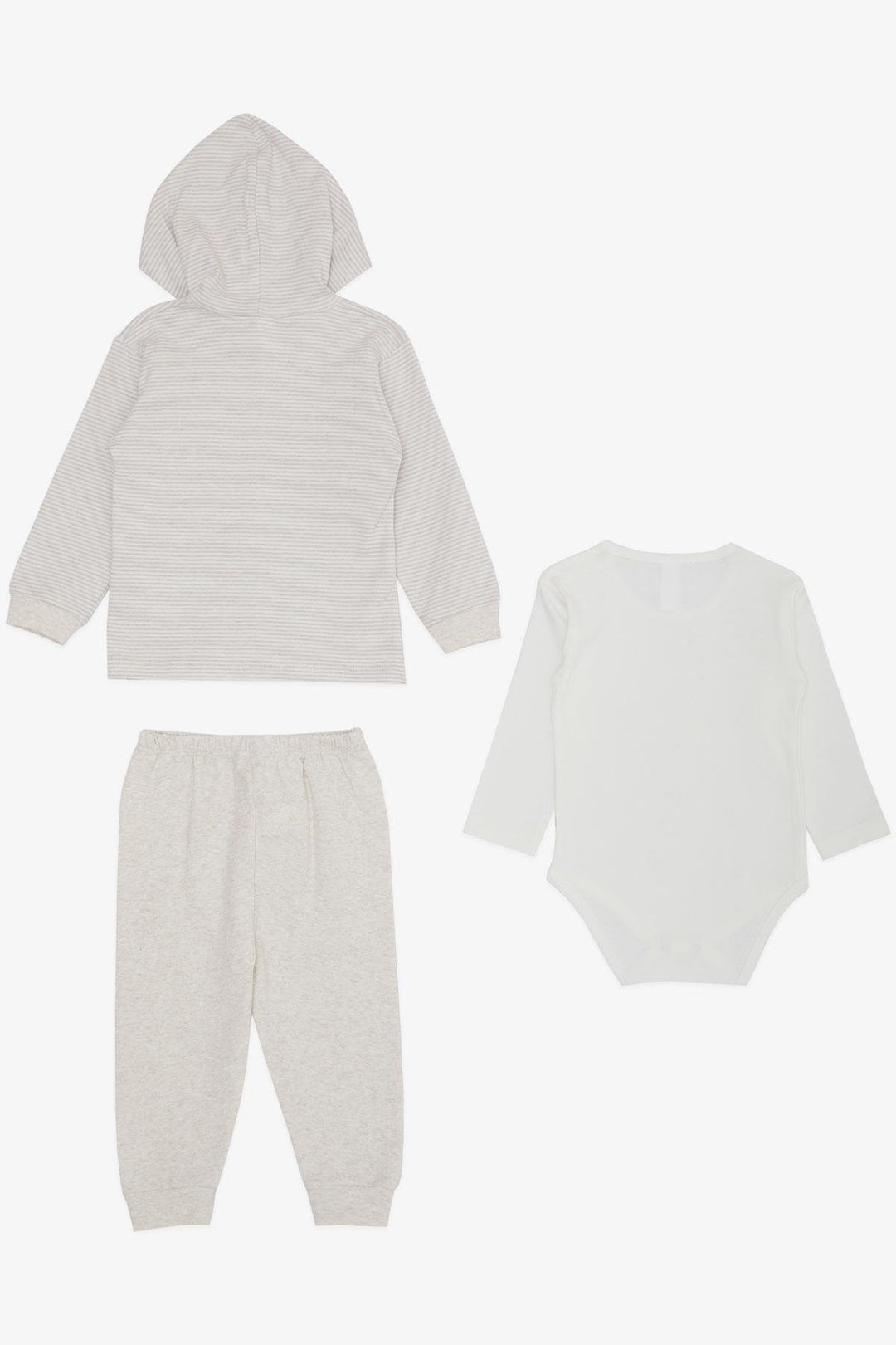 BRE Breeze Baby Boy Bodysuit 3-Piece Set السفر تحت عنوان السيارة المطرزة 4 أشهر سنة، بيج ميلانج - Tudela