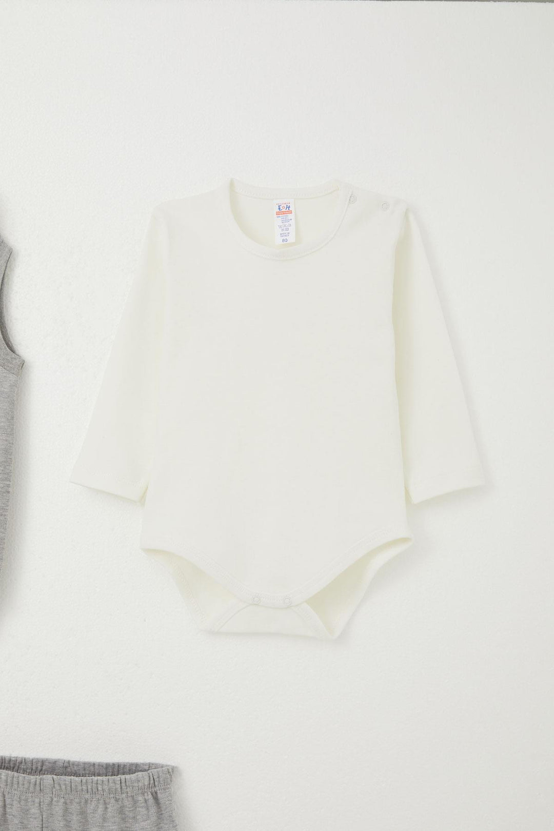 BRE Breeze Baby Boy Bodysuit 3-Piece Set Cute Bear Embroidered Hooded 4 Months Year, Dark Grey Melange - Novi
