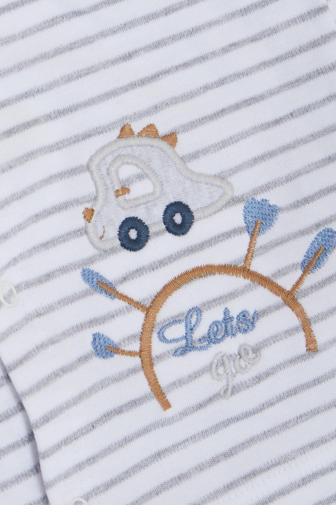 BRE Breeze Baby Boy Bodysuit 3 قطع مجموعة السفر تحت عنوان السيارة المطرزة 4 أشهر سنة، مزيج رمادي فاتح - Euless