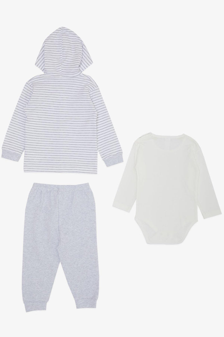 BRE Breeze Baby Boy Bodysuit 3 قطع مجموعة السفر تحت عنوان السيارة المطرزة 4 أشهر سنة، مزيج رمادي فاتح - Euless