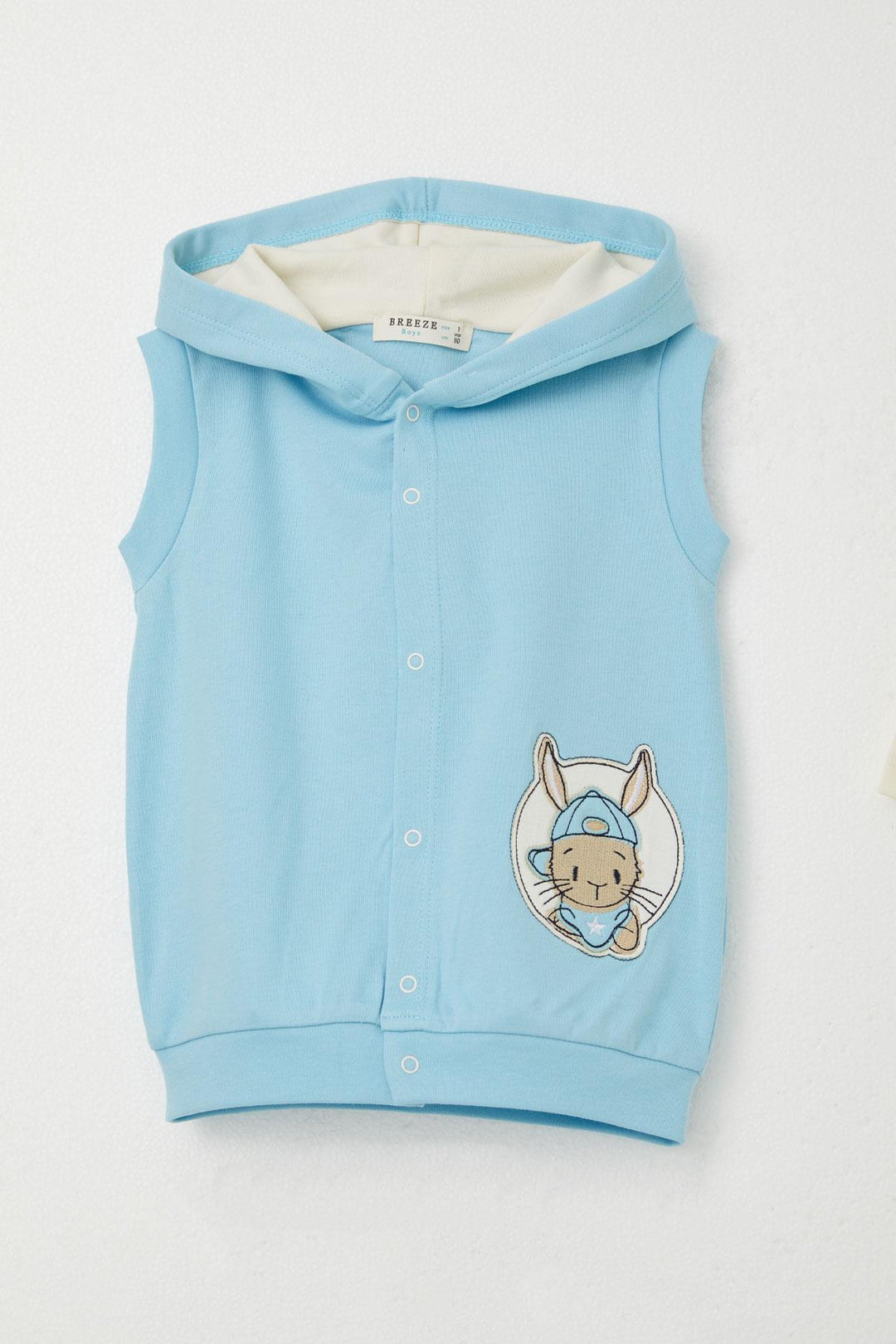 BRE Breeze Baby Boy Bodysuit 3-Piece Set لطيف الأرنب المطرز 4 أشهر سنة، أزرق فاتح - جيرمانتاون