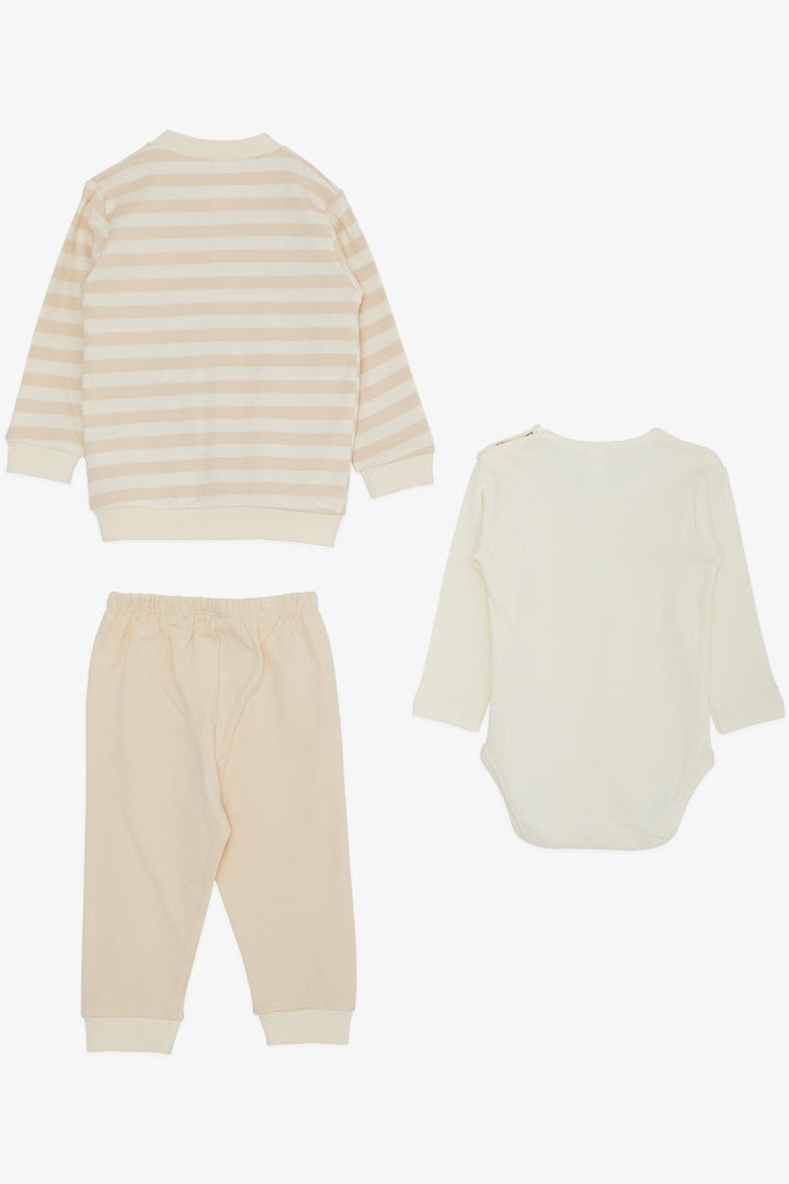 BRE Breeze Baby Boy Bodysuit مجموعة من 3 قطع نظارات دلماسية لطيفة مطرزة للكلاب 4 أشهر، كريمي - Weinheim