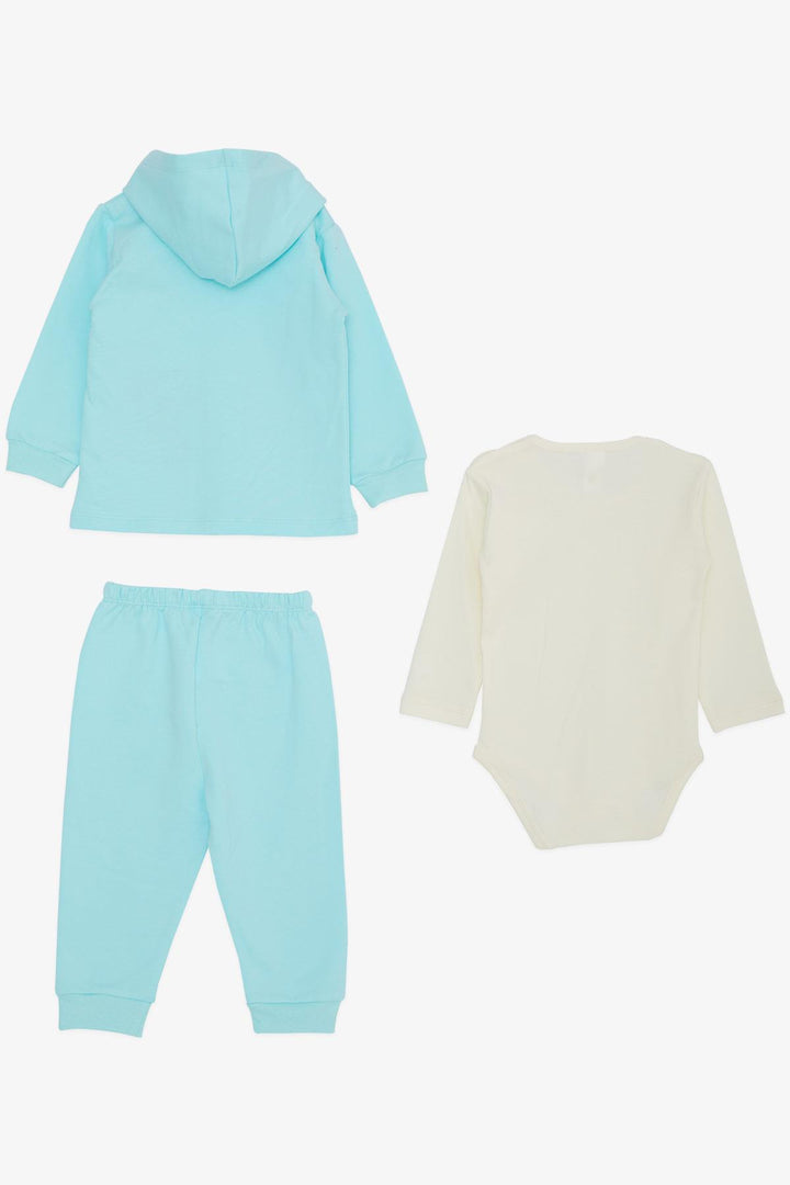 BRE Breeze Baby Boy Bodysuit مجموعة من 3 قطع نظارات دلماسية لطيفة مطرزة للكلاب 4 أشهر، فيروزي - ويست لافاييت