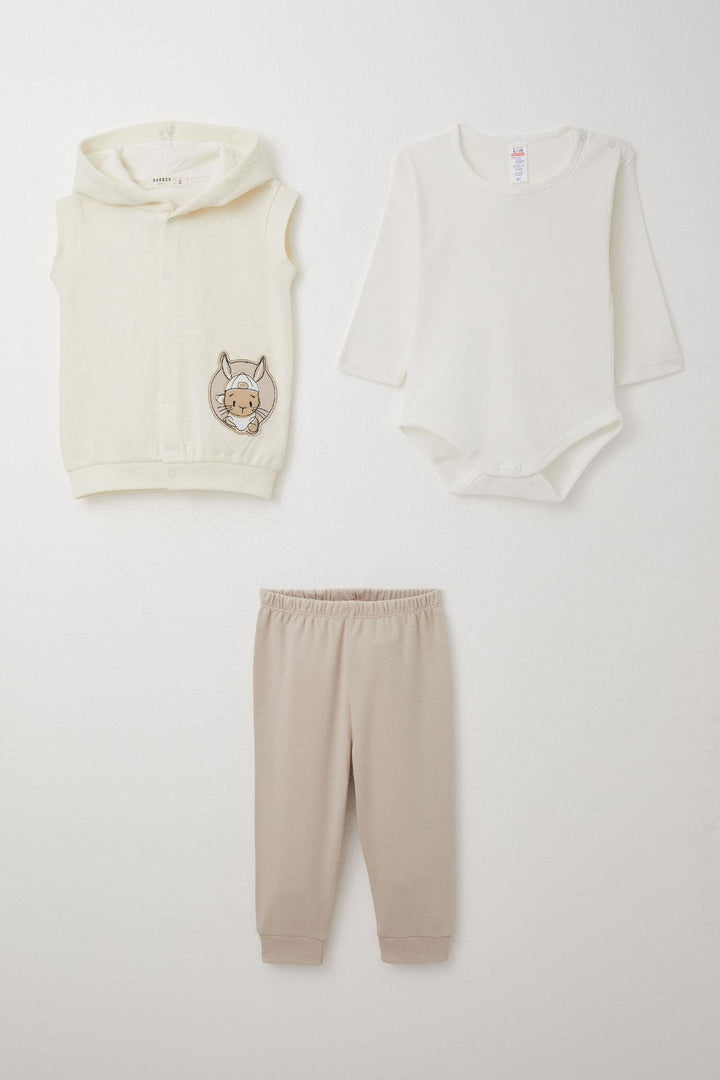 BRE Breeze Baby Boy Bodysuit 3-Piece Set لطيف الأرنب المطرز 4 أشهر سنة، إكرو - لوكسمبورغ