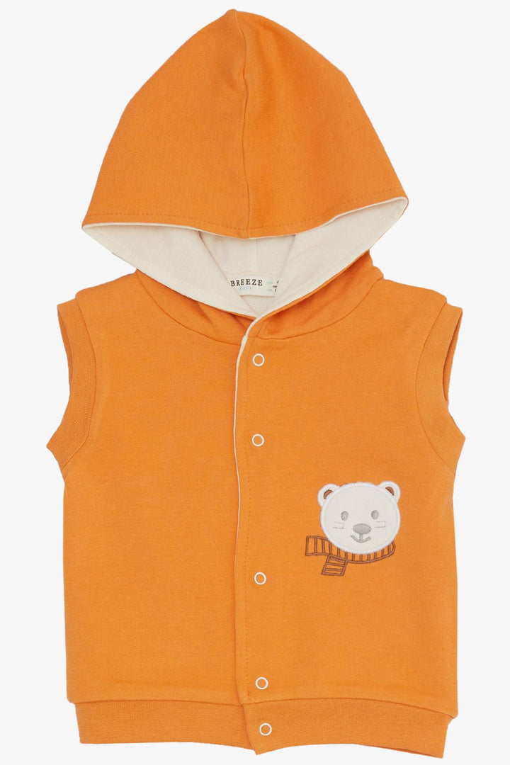 BRE Breeze Baby Boy Bodysuit 3-Piece Set لطيف الدب المطرز مقنعين 4 أشهر سنة، برتقالي - Doetinchem