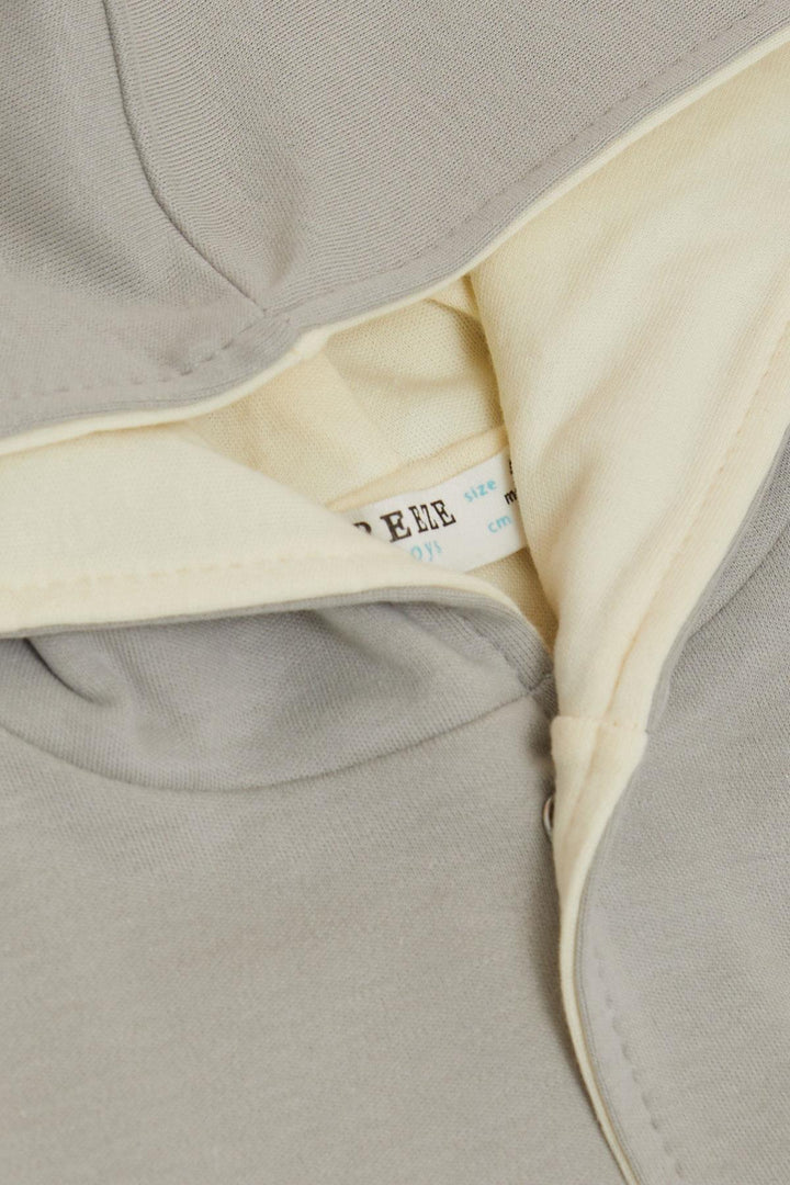 BRE Breeze Baby Boy Bodysuit 3-Piece Set لطيف الدب المطرز مقنعين 4 أشهر سنة، رمادي فاتح - Tigard