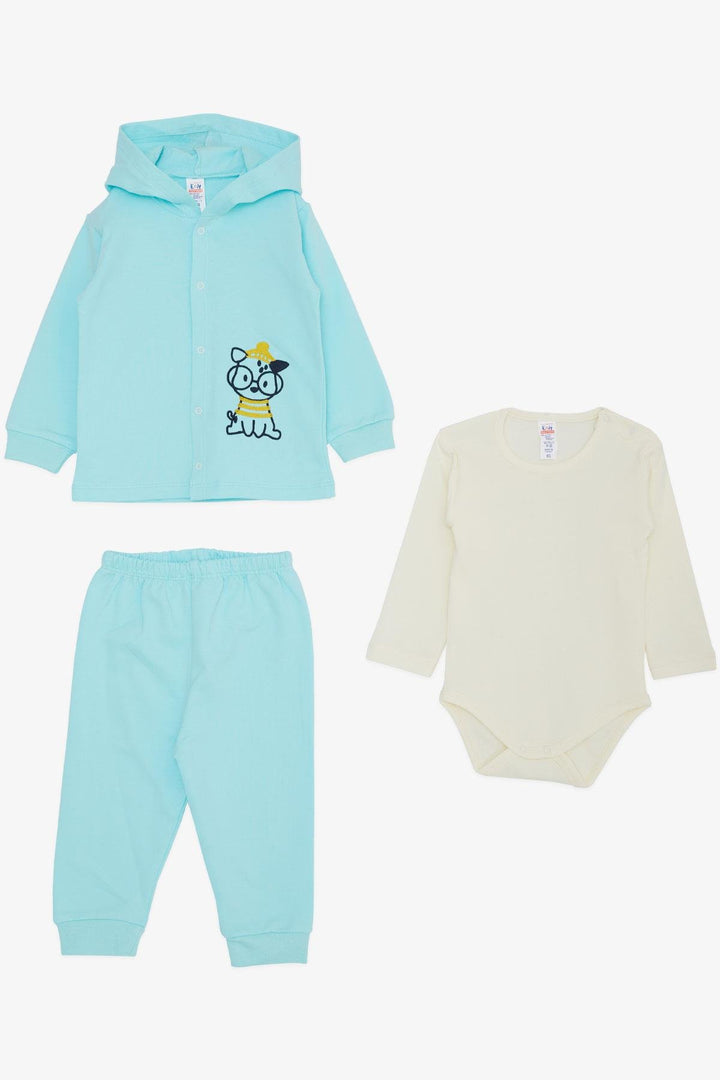 BRE Breeze Baby Boy Bodysuit مجموعة من 3 قطع نظارات دلماسية لطيفة مطرزة للكلاب 4 أشهر، فيروزي - ويست لافاييت