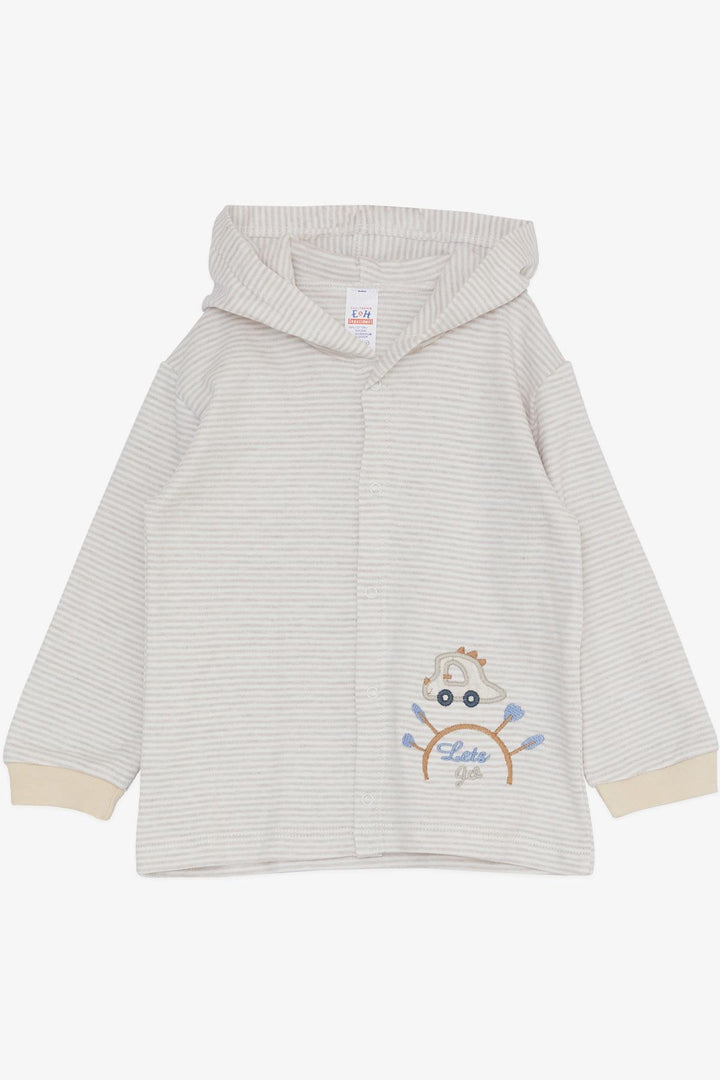 BRE Breeze Baby Boy Bodysuit 3-Piece Set السفر تحت عنوان السيارة المطرزة 4 أشهر سنة، بيج ميلانج - هارلم