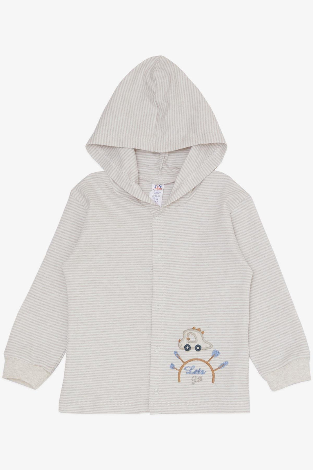 BRE Breeze Baby Boy Bodysuit 3-Piece Set السفر تحت عنوان السيارة المطرزة 4 أشهر سنة، بيج ميلانج - Tudela