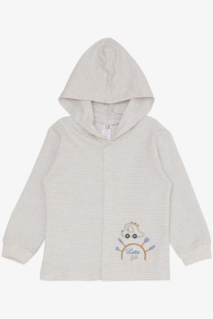 BRE Breeze Baby Boy Bodysuit 3-Piece Set السفر تحت عنوان السيارة المطرزة 4 أشهر سنة، بيج ميلانج - Tudela