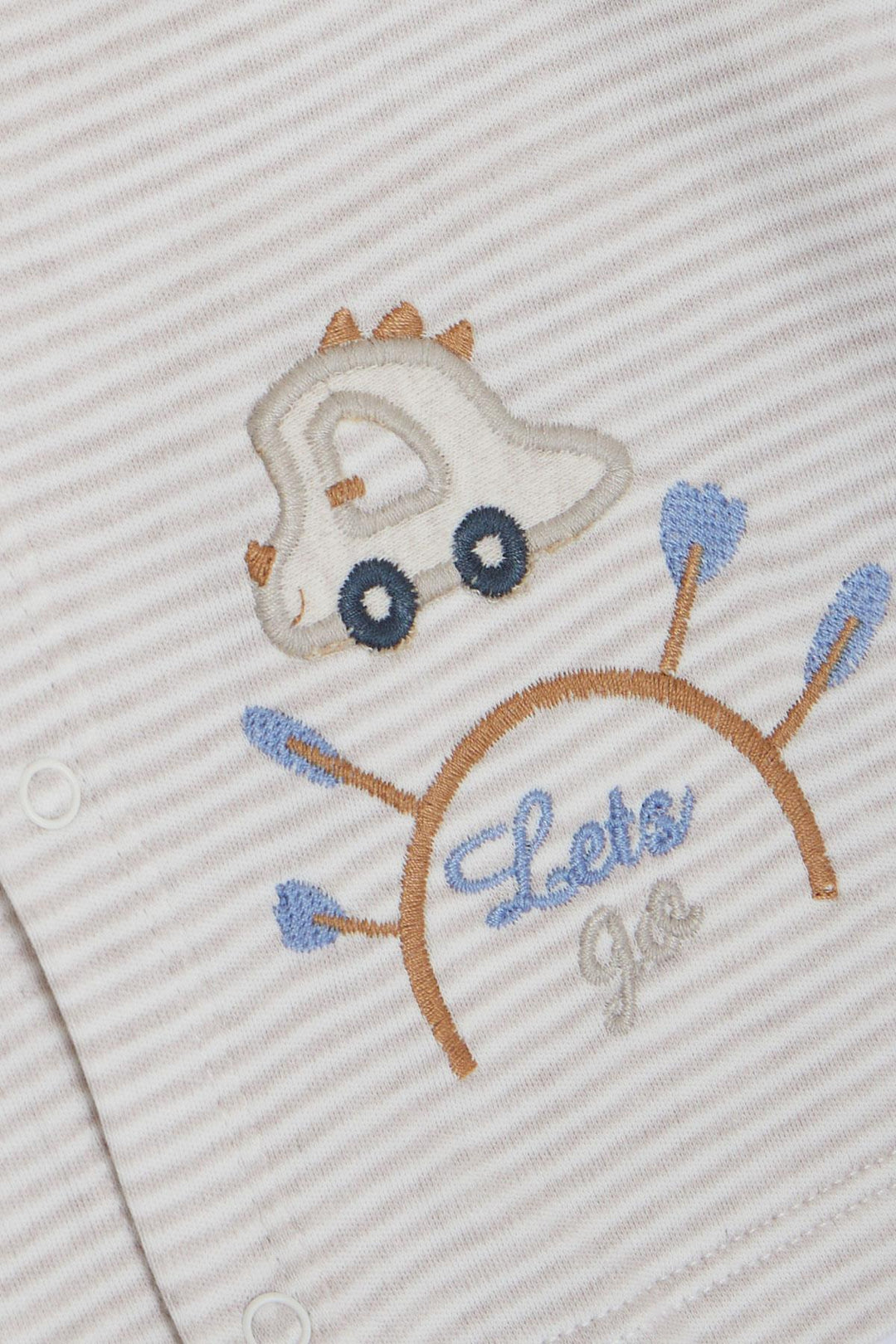 BRE Breeze Baby Boy Bodysuit 3-Piece Set السفر تحت عنوان السيارة المطرزة 4 أشهر سنة، بيج ميلانج - Tudela