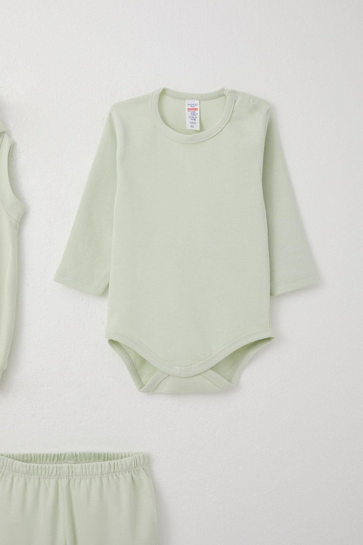 BRE Breeze Baby Boy Bodysuit 3-Piece Set with Cute Bunny Embroidery Hooded 4 Months Year, Water Green - Villajoyosa
